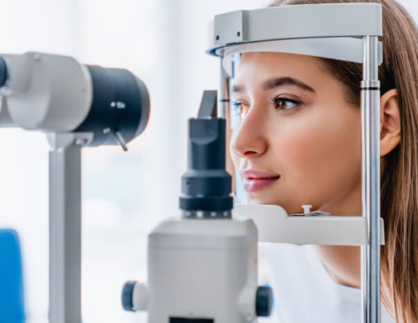 Woman getting an eye exam