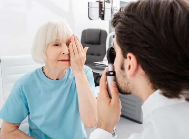 Woman undergoing eye exam